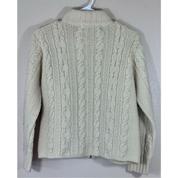 Inis Crafts 100% Merino Wool Full Zip Cardigan Sweater in Oatmeal Women’s Medium - Picture 3 of 8